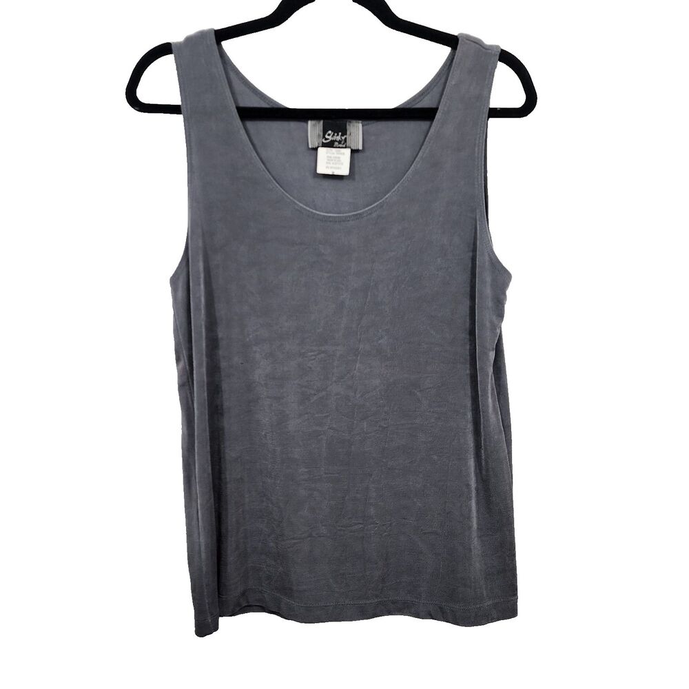 Slinky Brand Slinky Knit Camisole Gray Silver Sleeveless Tank Stretch Size M